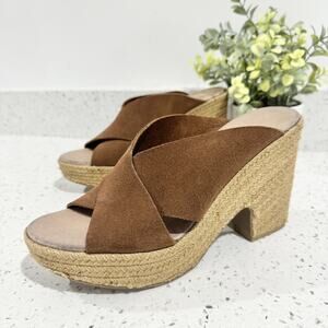 Chinese Laundry Quay Split Casual Sandal Suede Espadrilles Wedge 9.5